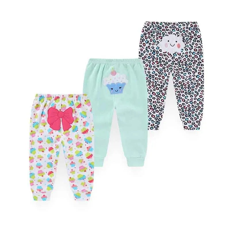 Kiddiezoom Unisex 3 PCS Baby Boy Girl Pants Sets Soft Cotton Infants Bottoms 0-24M Newborn Leggings