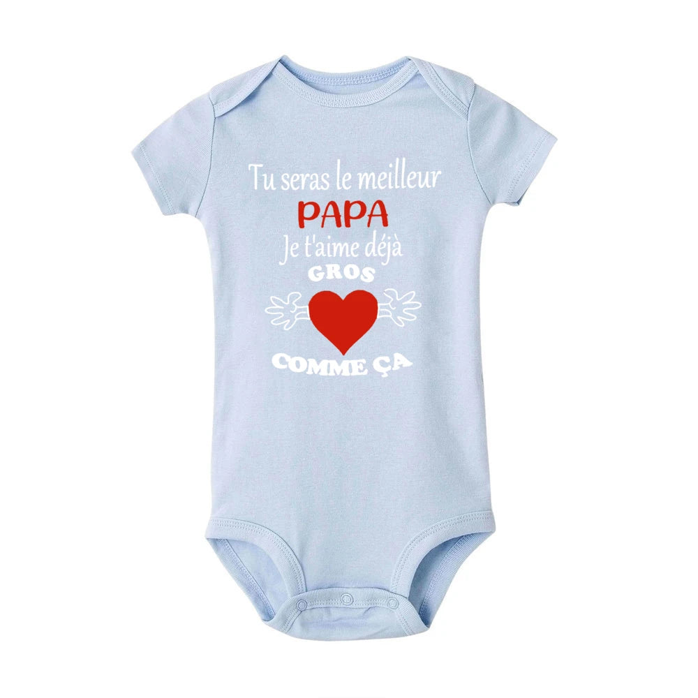 You Will Be The Best Dad I Love You Print Newborn Bodysuit French Baby Romper Infant Short Sleeve Jumpsuit Toddler Play Clothes