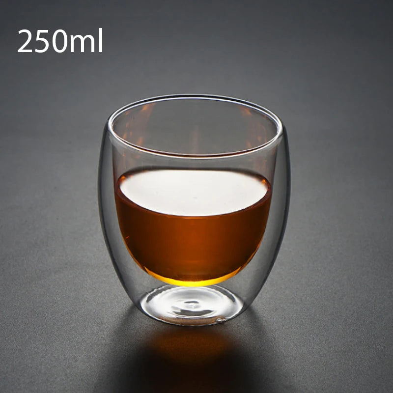450/250ml Double Wall Glass Clear Handmade Heat Resistant Tea Drink Cups Healthy Drink Mug Coffee Cups Insulated Shot Glass