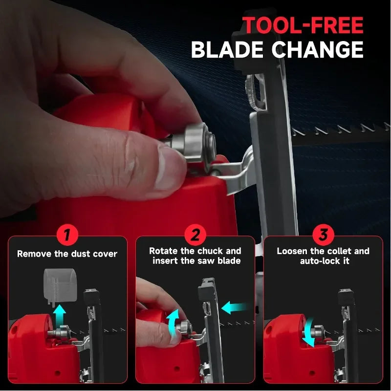 Electric Jig Saw for Milwaukee 18V Battery 2700RPM Variable Speed ​​3 Position Orbital Setting Cordless Jigsaw Tool (No Battery)