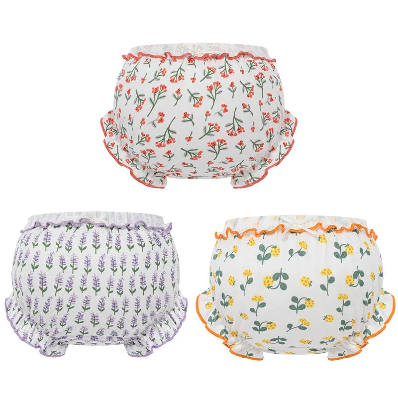3 Piece/Lot 100%Cotton Baby Girl Panties Kids Infant Newborn Bow Underpants Wear Outside Fashion Shorts For Children Soft Briefs