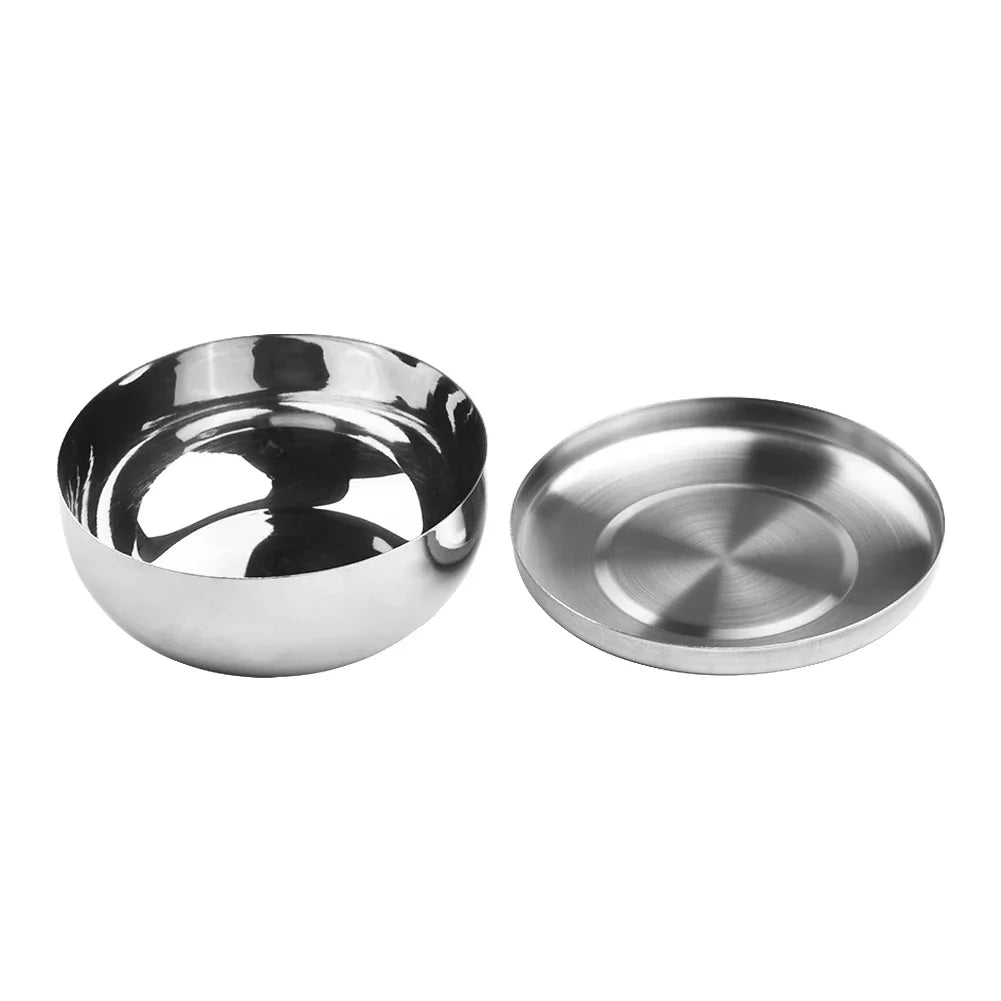 8.5/10.5/12cm Korean Stainless-Steel Rice Bowl Dish Korea Warm Bowl Traditional Bowl With Lid Tableware Kitchen Accessory