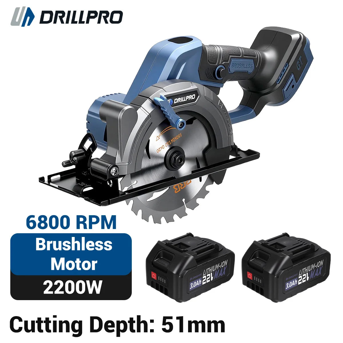 Handheld Brushless Circular Saw 150mm Multifunctional Cutting Tool Cordless Electric Saw Battery Digital Display for Makita 21V