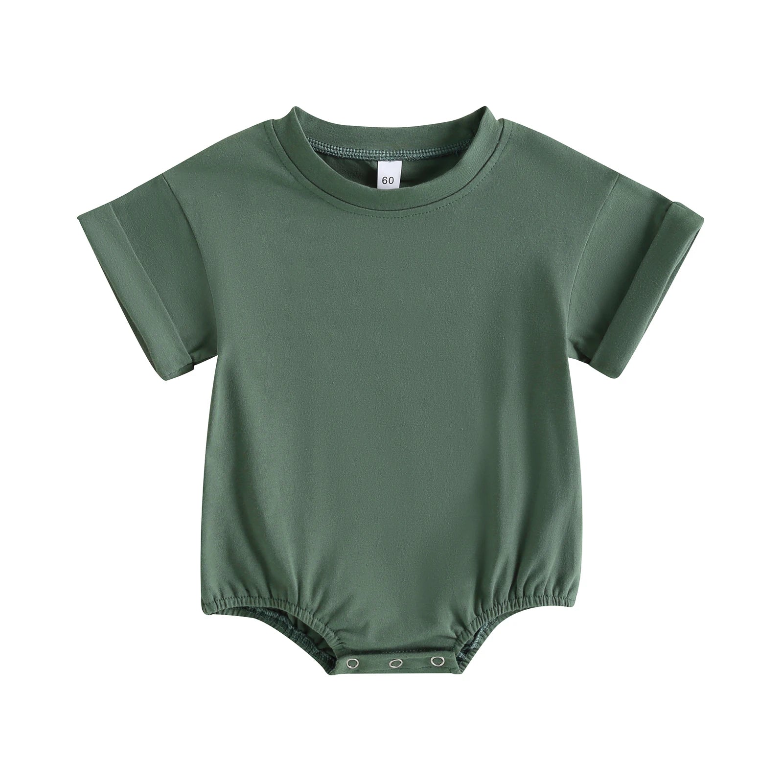 VISgogo Infant Baby Boys Girls Bodysuit Summer Pullover Crewneck Loose Romper Short Sleeve Solid Color Newborn Clothes Outfit