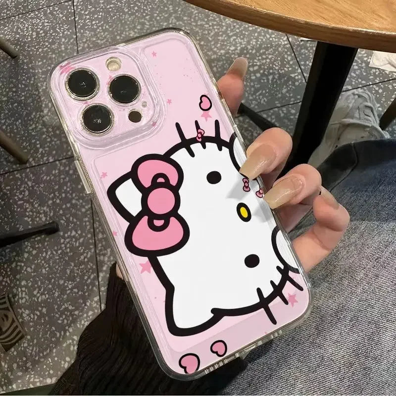 Cute Sanrio Biye's Hello Kitty Phone Case for IPhone 16 15 14 13 12 11 Pro Max 16E 7 8 14 Plus 13 Mini SE 2022 Cartoon Cover Y2K