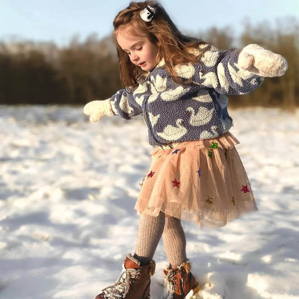 Girls Pretty Sequin Skirt Winter KS Boys Cotton Jacket Baby Clothes Plus Fleece Coats Girl Dress Children Kid Clothing Outerwear
