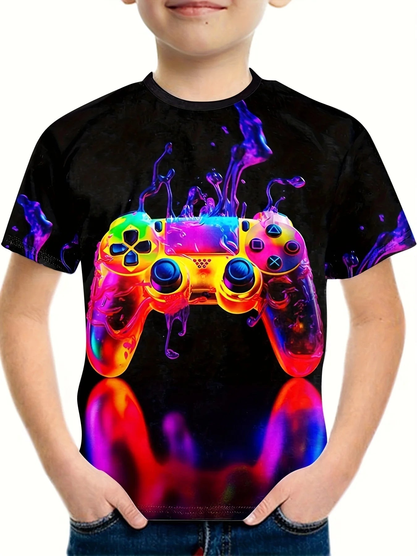 Child T-Shirt Children Top Shirts Cool Game 3D Print Short Sleeve Tee T-Shirt Korean Children's Clothes 2024 Kids Spring Clothes