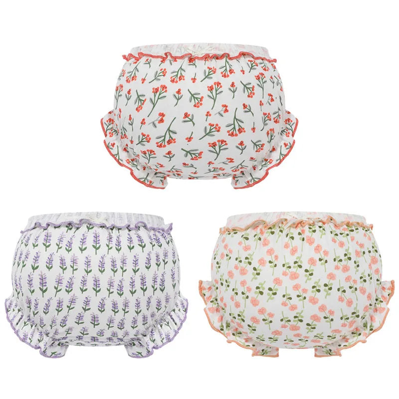 3 Piece/Lot 100%Cotton Baby Girl Panties Kids Infant Newborn Bow Underpants Wear Outside Fashion Shorts For Children Soft Briefs