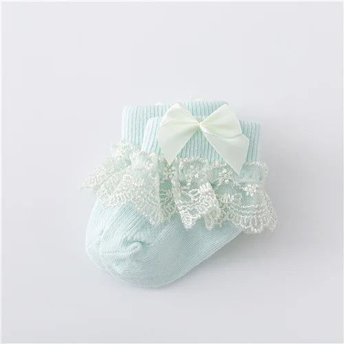 Lawadka 0-24Month Newborn Baby Socks For Girls Cotton Lace Infant Girls Sock Princess Bow Toddler Baby Girls Socks Spring 2023