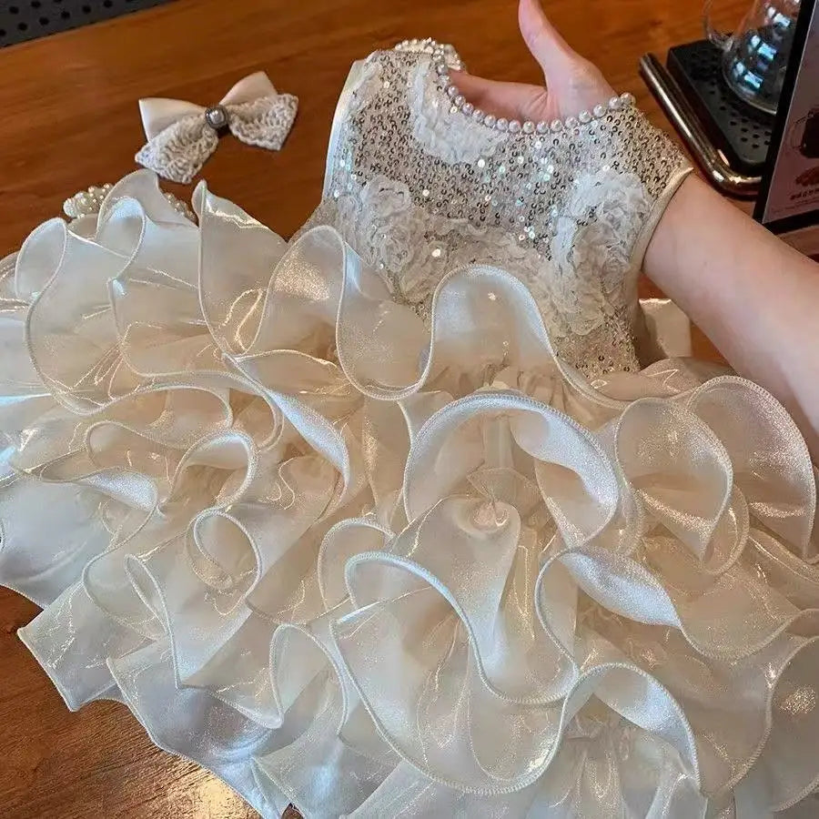 Kids Girls' Summer Dress Princess Dress 2025 New Style Children's Western-style Vest Dress Baby One Year Old Dress 80-140CM