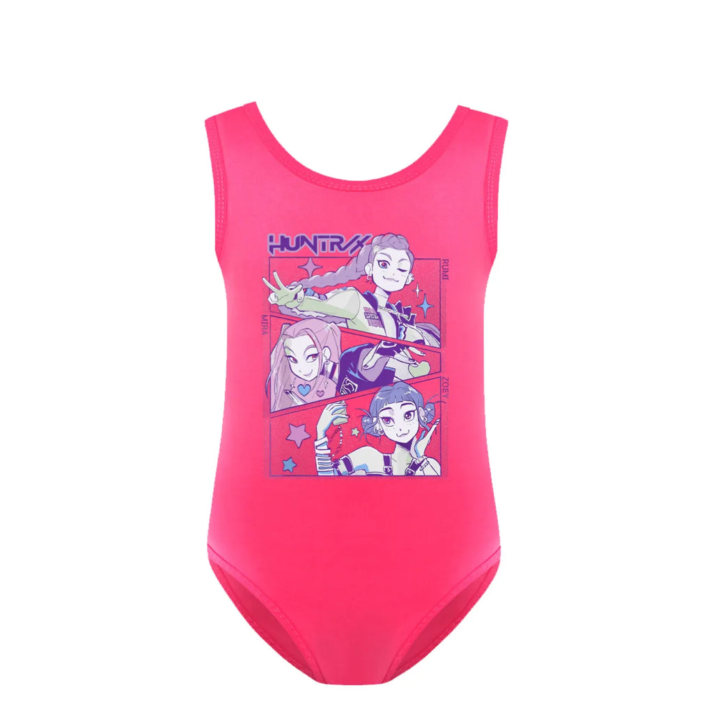KPop Demon Hunters Huntrix Clothes Kids Swimwear Girls Summer One-Piece Swimsuit Children Sleeveless Swiming Biniki Sets