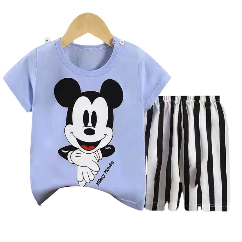 2024 Summer Boys Girls Clothes Set T-shirt+pants 2pcs Children's Clothing Fashion Pink Baby OutSet Newborn Baby Suit