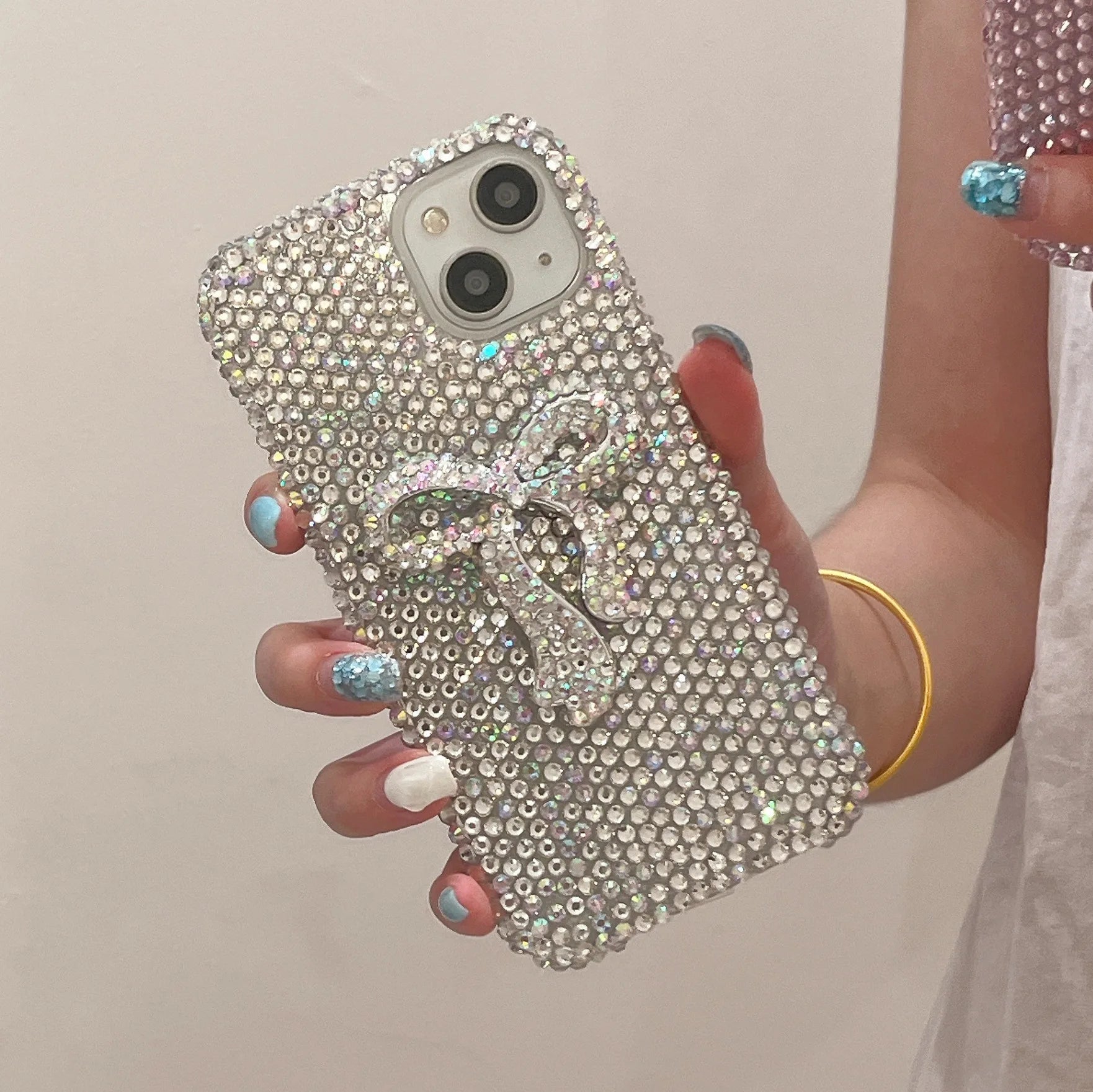 Luxury Full Diamond Bow Case, Sparkling Cute Phone Case, Protective Cover for iPhone 16 Pro Max