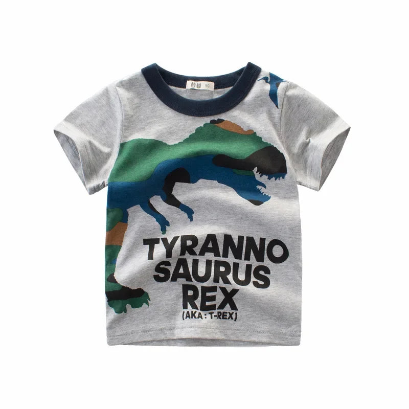 2 3 4 5 7 9 Years Summer Baby Boys Short Sleeve T-shirt Children Kids Cotton Cartoon Tops For Little Boys KF1022