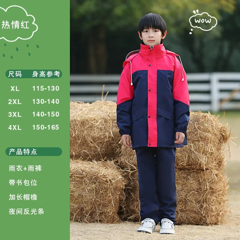 Children's Raincoat Suit, Ages 6-16 Years, Boy Girl Kids Rain Wear, Kids Rain Coat Jacket, Waterproof Poncho, Outdoor Hiking Rain Gear