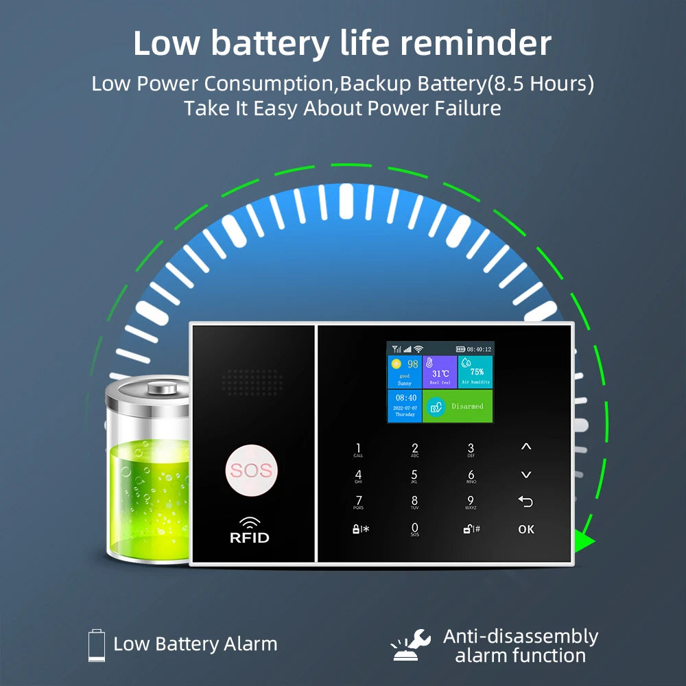 PGST TUYA Home Alarm System Smart Life APP Work Alexa Google WIFI 4G Wireless Safe Security for House 433MHz