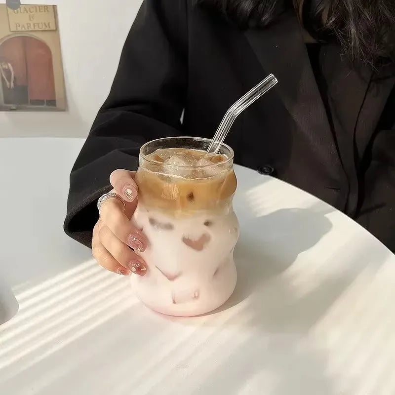 500ml Transparent Glass Cup Exquisite Heat-resistant Tumbler Tea Juice Milk Coffee Mug Water Glasses Stripe Mug Drinkware