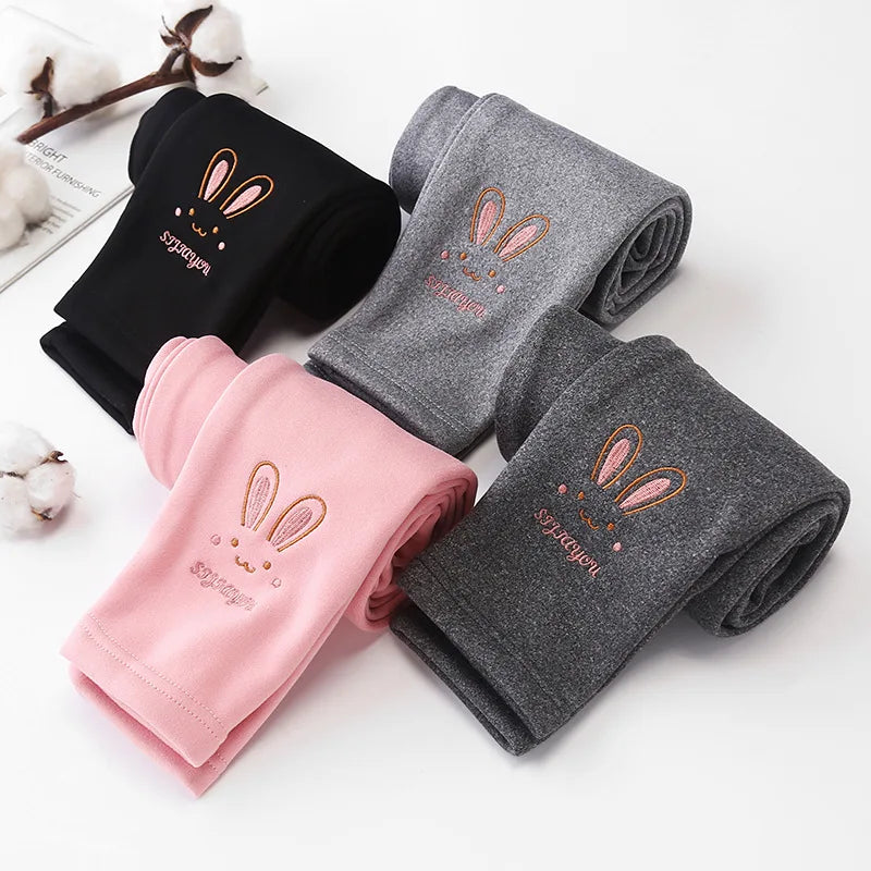 Girls Leggings Autumn Winter Thick Warm Plus Cute Fond Rabbit Children Kids Baby Bottom Part Pants