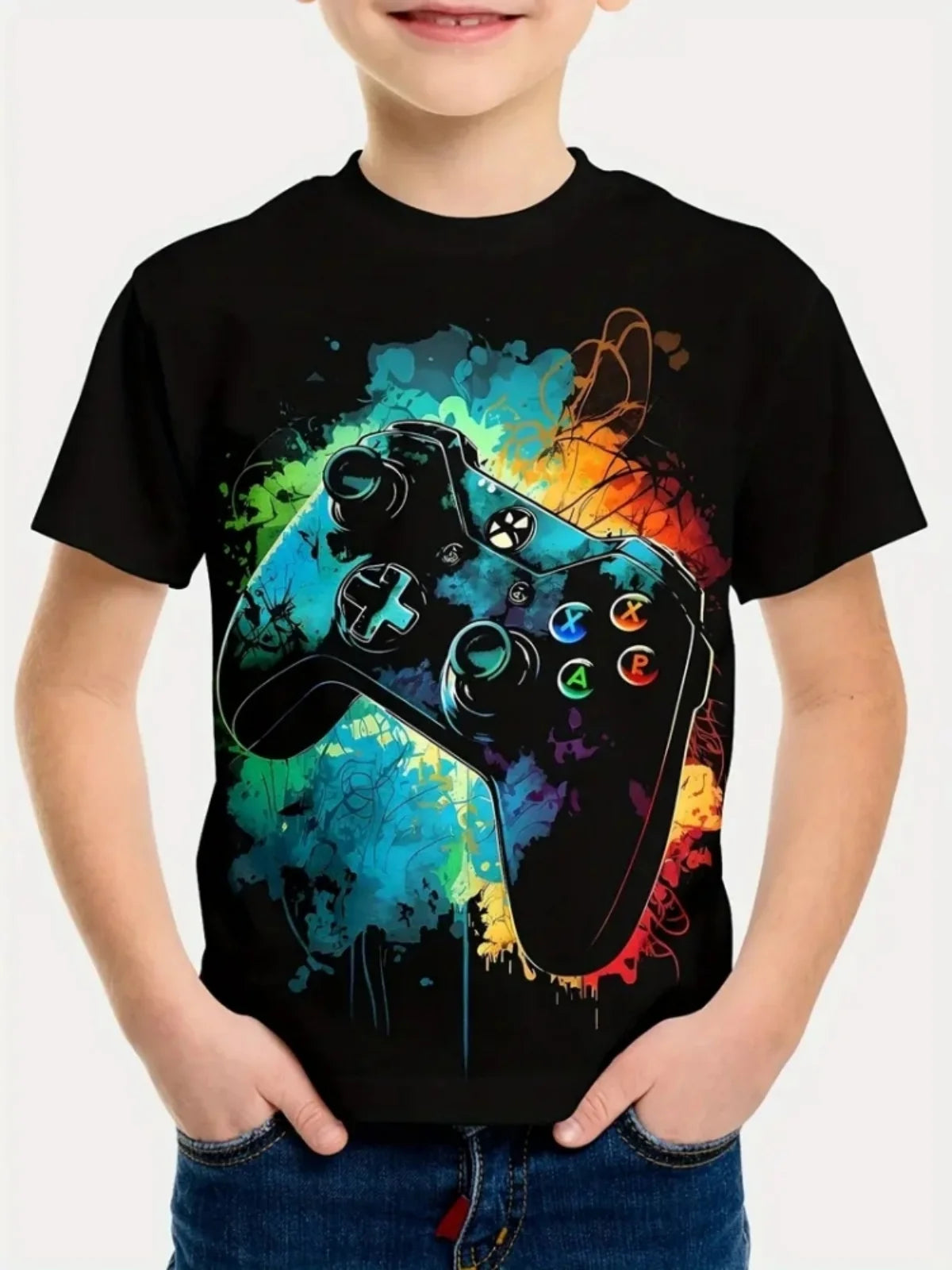 Casual Game Pattern Children's T-Shirt Boy Tops Baby Summer Short Sleeve Clothes Kids 3-12 Years Tees Novelty Children T-Shirt