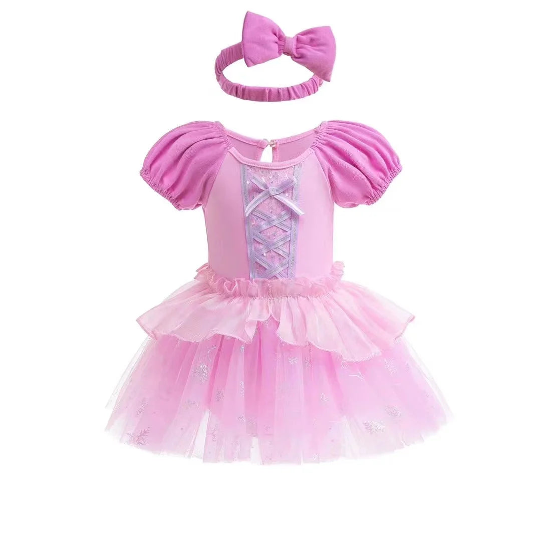 Baby Romper TUTU Dress With Headband Infant Baby Princess Girl Clothes Size 3-18M Cute Design Baby Dress Party Costumes