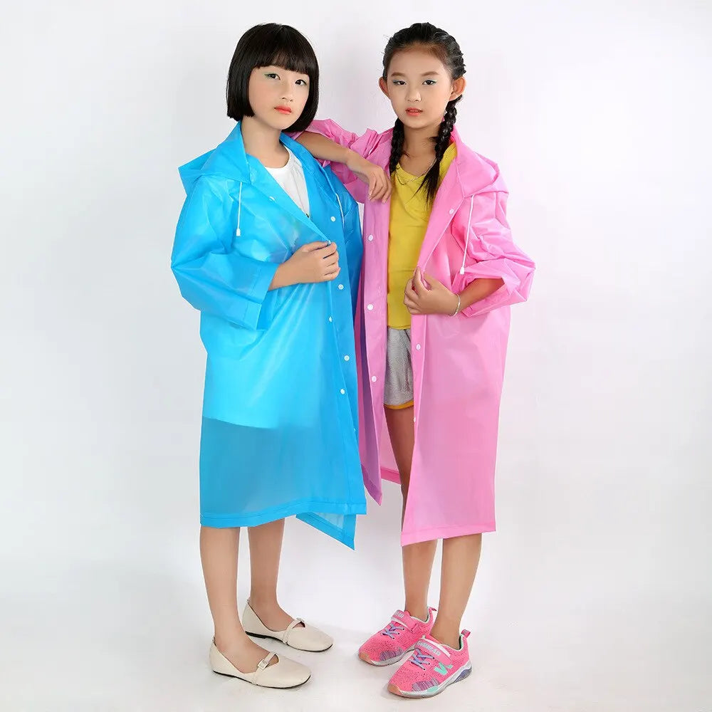 EVA Children's Raincoats - Thickened Waterproof EVA Rain Coat for Kids - Clear Transparent Tour Waterproof Rainwear Suit