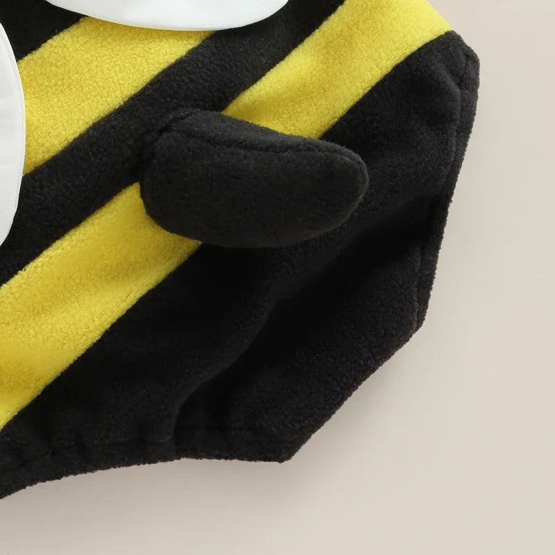 Baby Boys Girls Bee Romper Stripe Sleeveless Back White Wing Decor Jumpsuits Casual Costume Clothes Infant Bodysuits with Hat