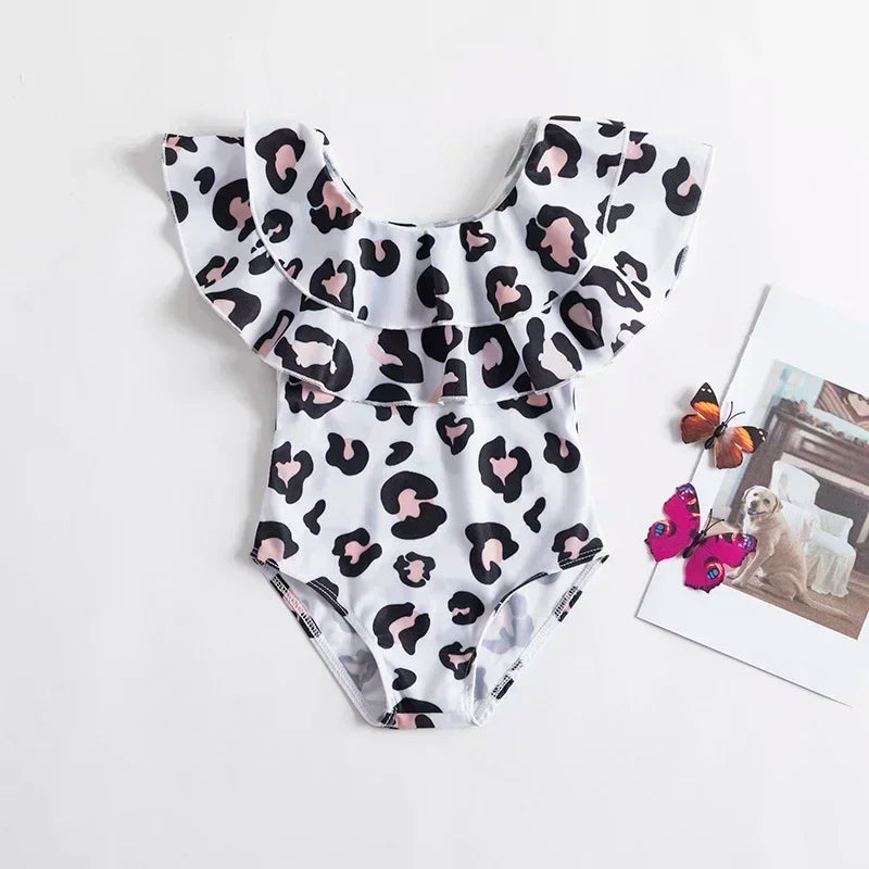 2024 New One-Piece Swimsuit Baby Girl Backless Flower Bikini Beach Holiday Swimming Bathing Suit Children Kids 1-5 Year Swimwear