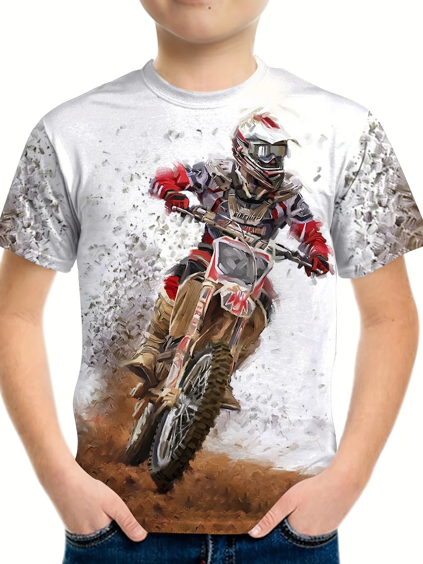 Children Top Boy Clothes Stylish Motorcycle 3D Print Short Sleeve Kids Summer Clothes Fashion Casual Girl Clothes O-Neck T-Shirt