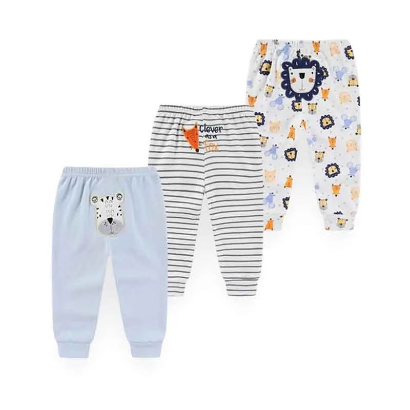 Kiddiezoom Unisex 3 PCS Baby Boy Girl Pants Sets Soft Cotton Infants Bottoms 0-24M Newborn Leggings