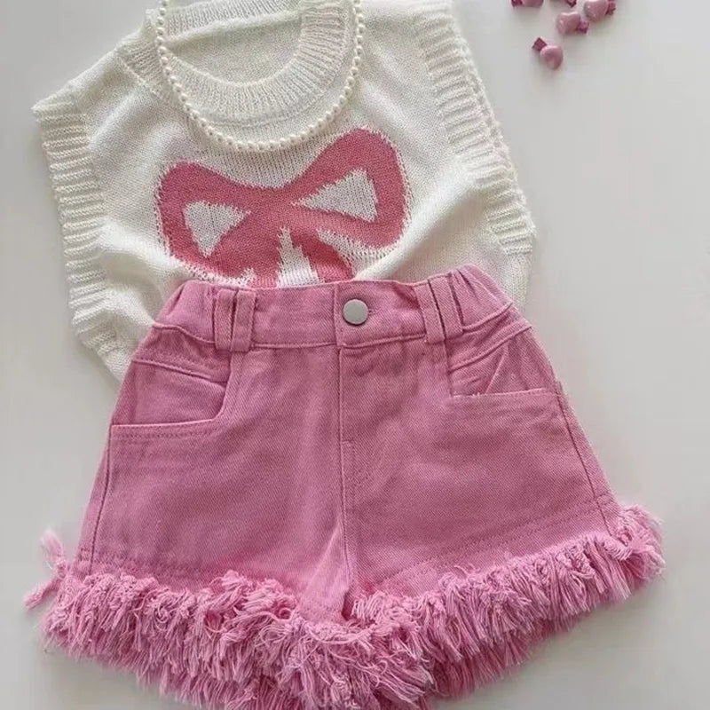 New Kids Short Sleeve Suit Striped Girls Boys Set Summer Tops+short Baby Clothes Children's Wear Kids Outfits 2024