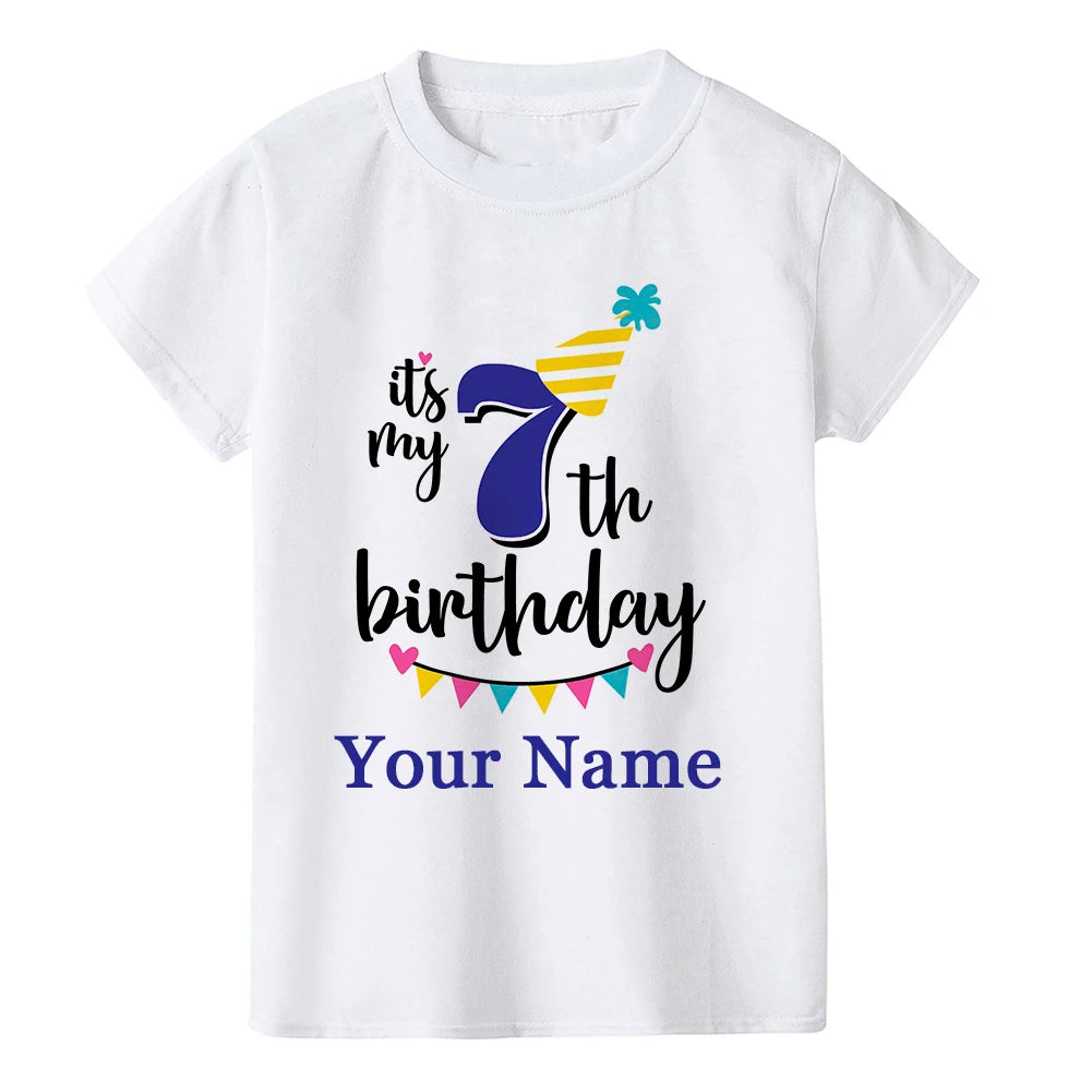 Boy Birthday Number Name Cartoon T Shirt Number 1 2 3 4 5 6 7 8 9 Graphic Kids Clothes Children Birthday T-shirts Funny Gift