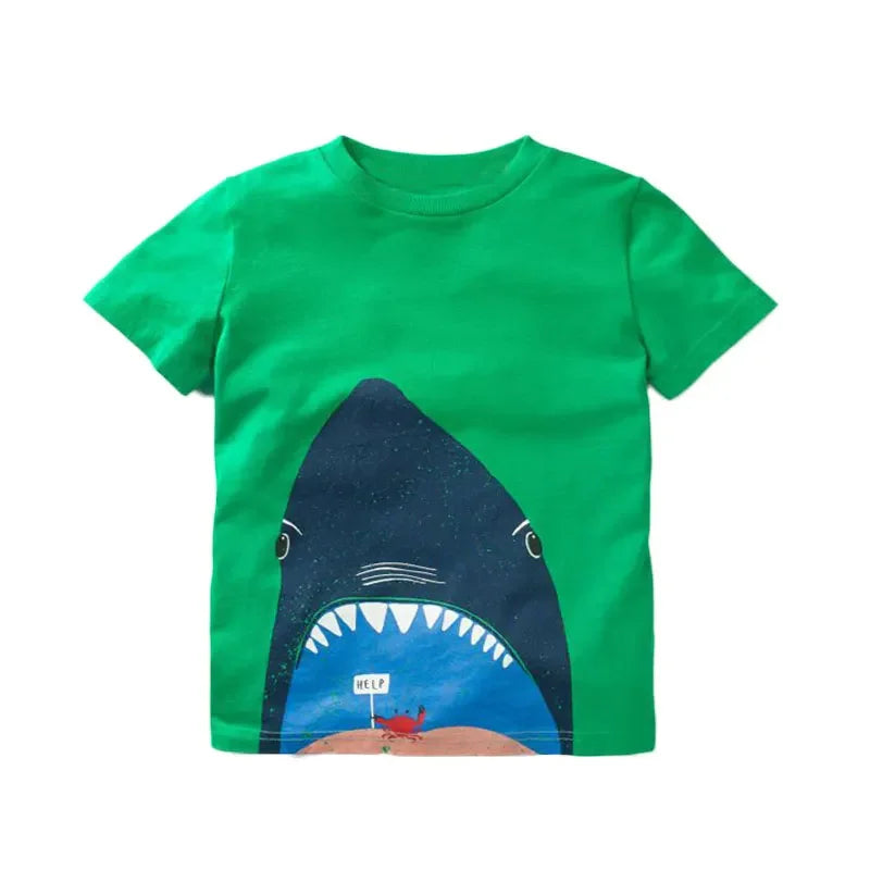 V-TREE Summer Baby Boys T Shirt Cartoon Car Print Cotton Tops Tees T Shirt For Boys Kids Children Outwear Clothes Tops 2-8 Year