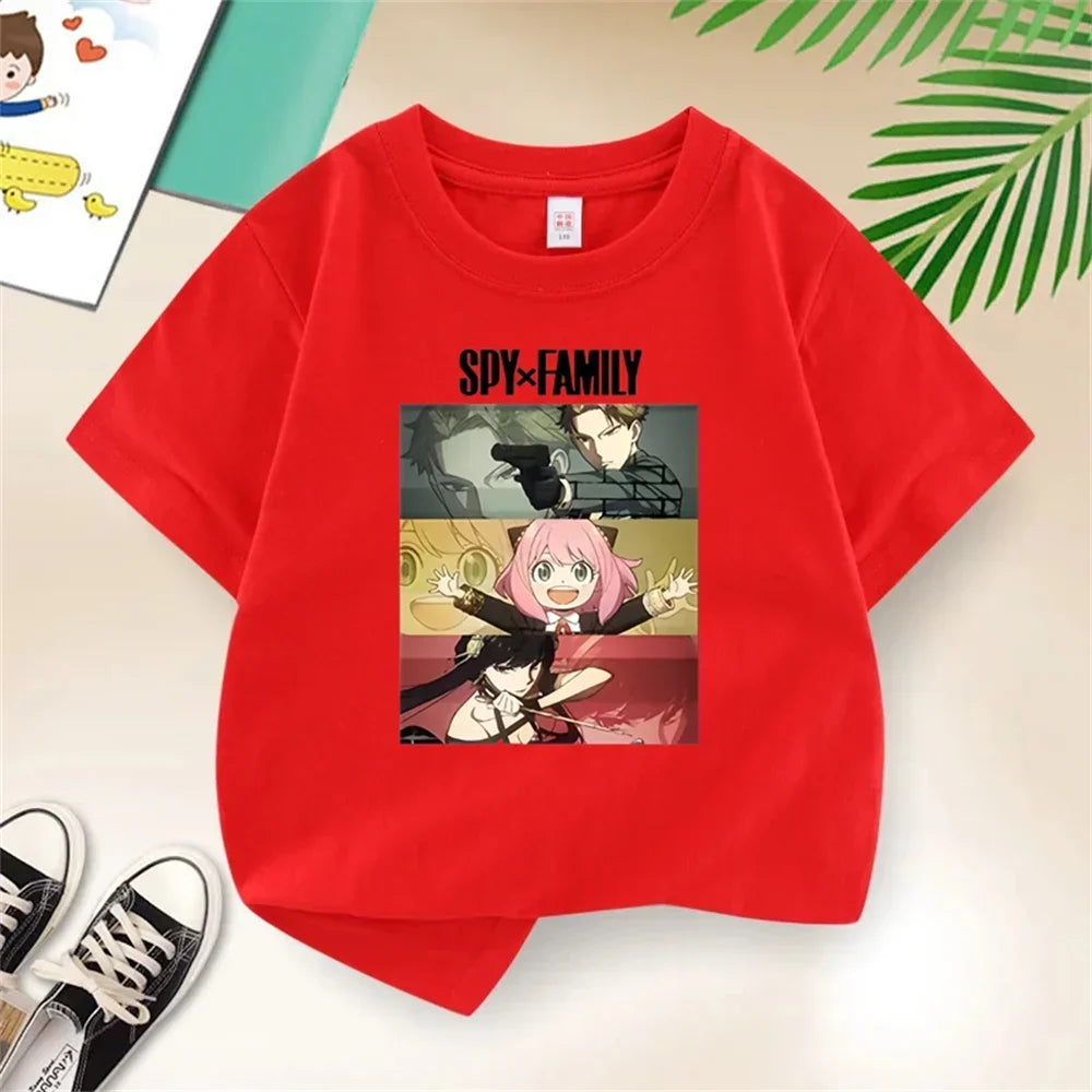 Kids Tshirt Girls Boys Summer Spy X Family Anya Tops Cartoon Printed Casual Short Sleeve Kids Baby T-shirt Children Clothes