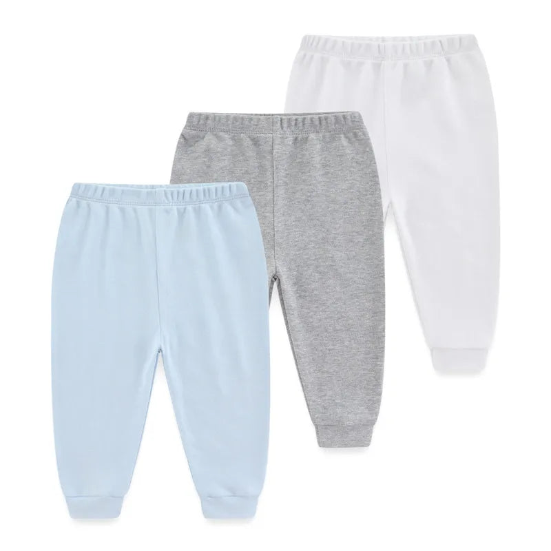 Kiddiezoom Unisex 3 PCS Baby Boy Girl Pants Sets Soft Cotton Infants Bottoms 0-24M Newborn Leggings