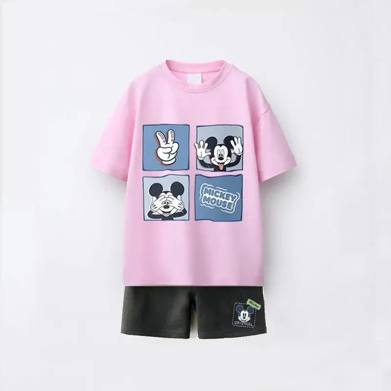 Trendy Outfits 2025 Summer Child Clothing Cute TShirt Black Shorts New Printed Tops +Shorts Boys Short Sleeve Suit Outer Wear