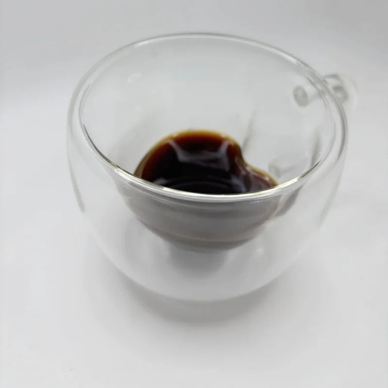 240ml High Borosilicate Valentine's Day Couple Glass Cup with Insulation and Heat Resistance Heart-shaped Double-layer Glass Cup
