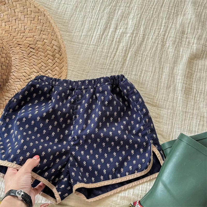 2025 Summer New Baby Girls Cute Floral Shorts Children Loose Cotton Shorts Versatile Kids Print Casual Shorts Toddler Clothes