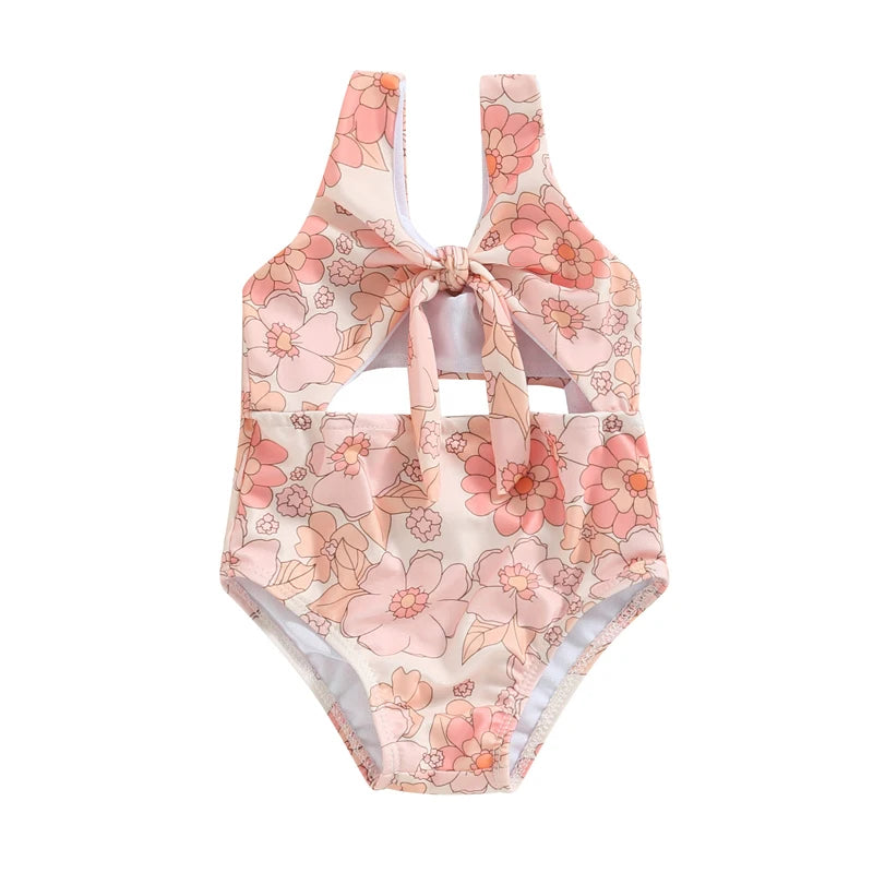 Tregren Toddler Baby Girls Swimwear Summer Sleeveless Floral/Shell Print Hollow Bathing Suit Swimming Pool Hot Spring Swimsuit