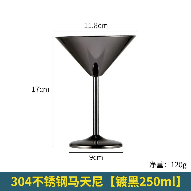 304 Stainless Steel Martini Cocktail Glass Champagne Goblet Wine Cup Rose Gold Karaoke Bar Metal Utensils Personalized Design