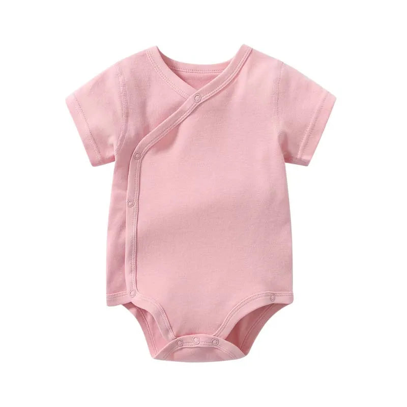 Infant Outfits 0-3 Months Onesies Newborn Baby Cotton Bodysuit for Boy Girl Solid Color Slant Open Button Bodysuit Bebe Clothes