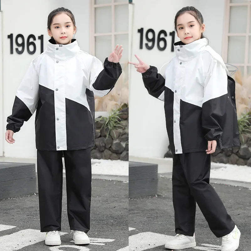 Children's Raincoat and Rain Pants Set, for Primary and Secondary School Students, Separately Designed for Boys and Girls, Full Body Waterproof Jacket