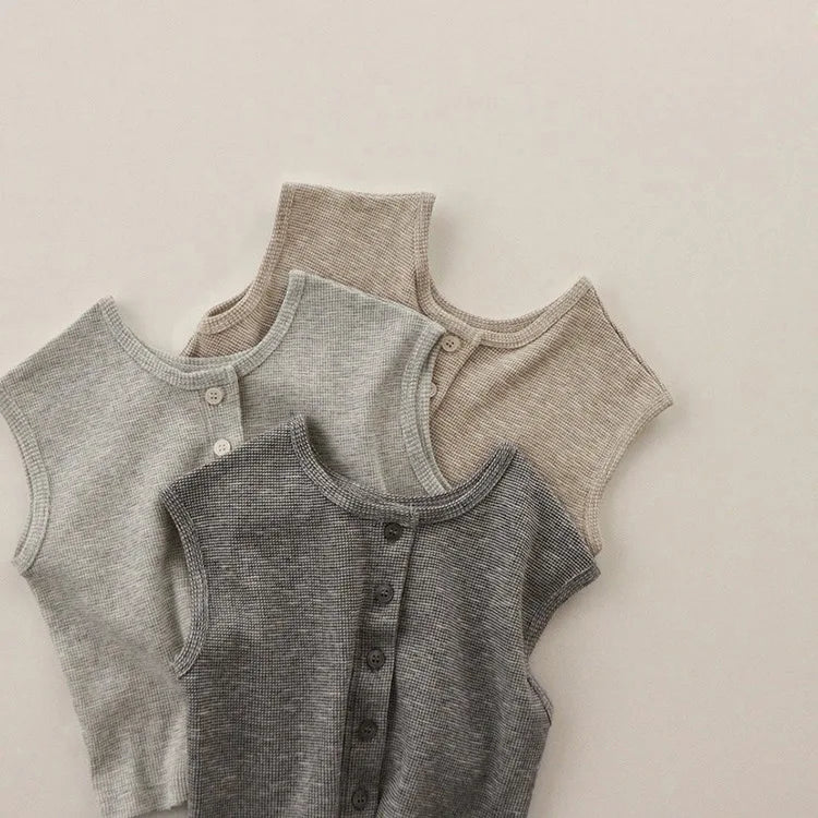 2025 Summer New Baby Sleeveless Breathable Clothes Set Cotton Kids Pajamas Set Infant Vest Shorts 2pcs Suit Solid Baby Outfits