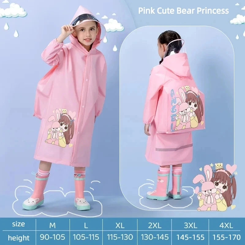 Children's Raincoat, Kids Waterproof Rain Poncho, Full Coverage, High-Quality Raincoat, Student Boys Girls Backpack Travel Rainwear
