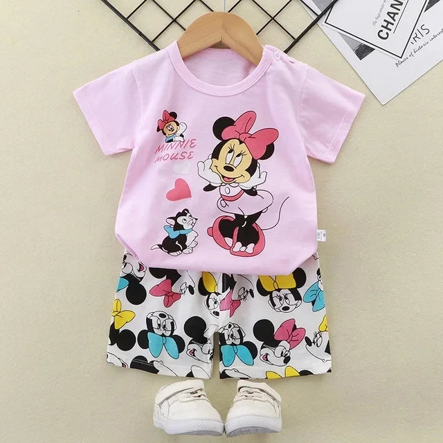 Summer Baby Girl clothes Set Cartoon short sleeve cotton girls Outfits for 0-3year Kids Clothes