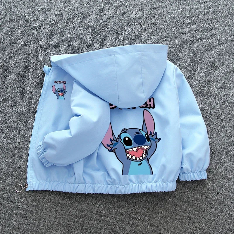 Lilo and Stitch Kids Hooded Jacket Coat 2025 Autumn Baby Boy Girls Cartoon Zipper Long Sleeve Casual Clothing Children Outerwear