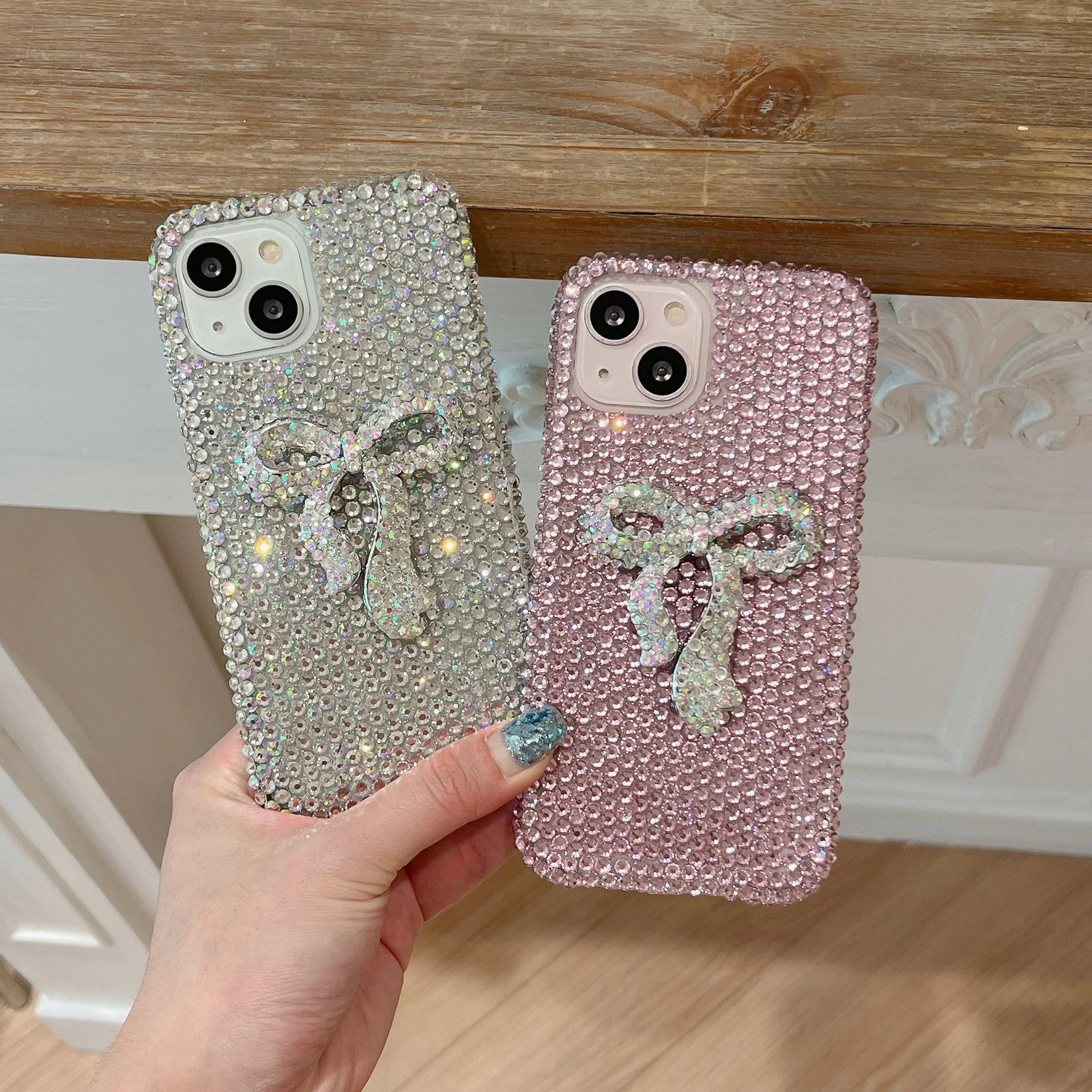 Luxury Full Diamond Bow Case, Sparkling Cute Phone Case, Protective Cover for iPhone 16 Pro Max