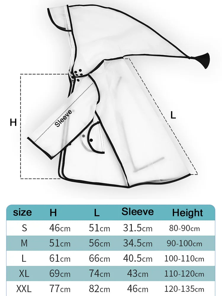 Kids Raincoat Waterproof Rain Poncho, Clear Transparent Children's Kindergarten School Student Rainsuit Protective Poncho Covers