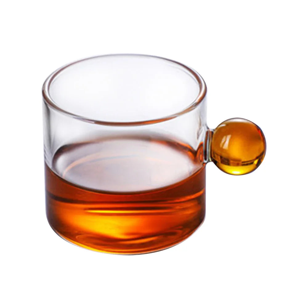 110ml Espresso Cups Small Cup Home Glass Ball Handle Coffee Cup Tea Water Cup Heat Resistant Glass Teacups Juice Mug Table Decor