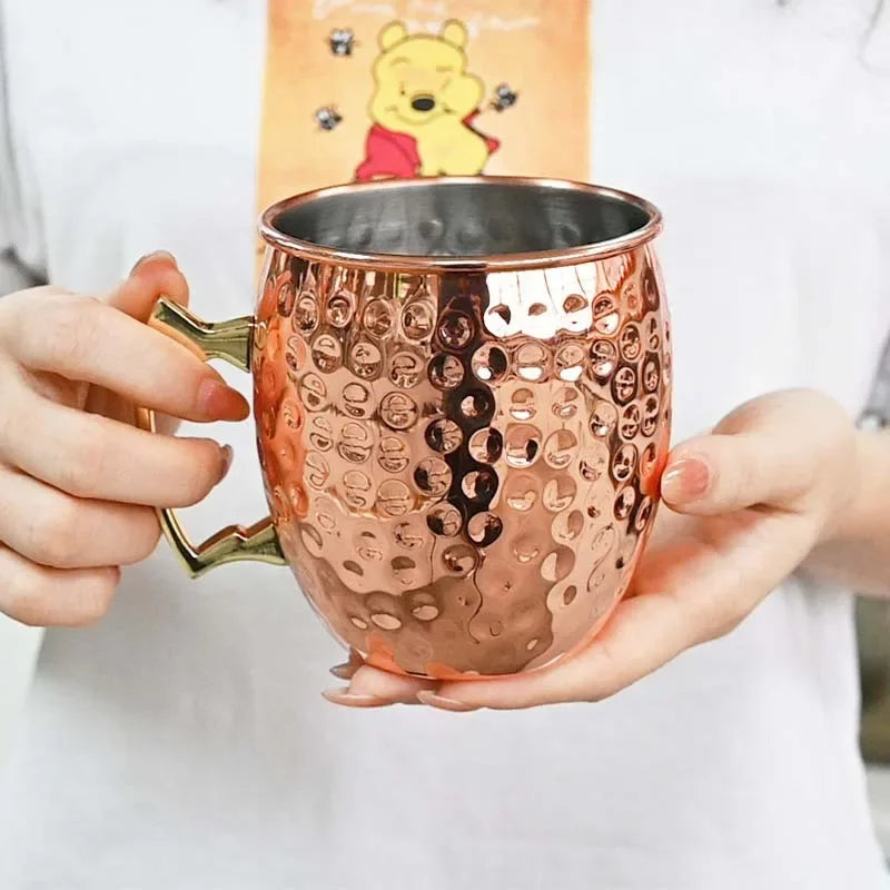 New Mule Cup Bar Household 304 Stainless Steel Metal Mark Moscow Hammer Point Red Wine Glass Julie Pu Copper Cocktail Glass