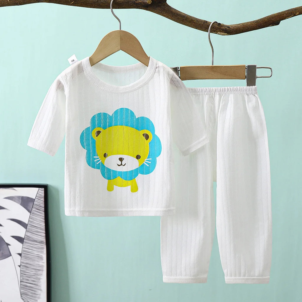 2PCS/Set Summer Children Clothes Girls Boys Cartoon Cute Casual Short Sleeve Cotton Baby Tops+Pants